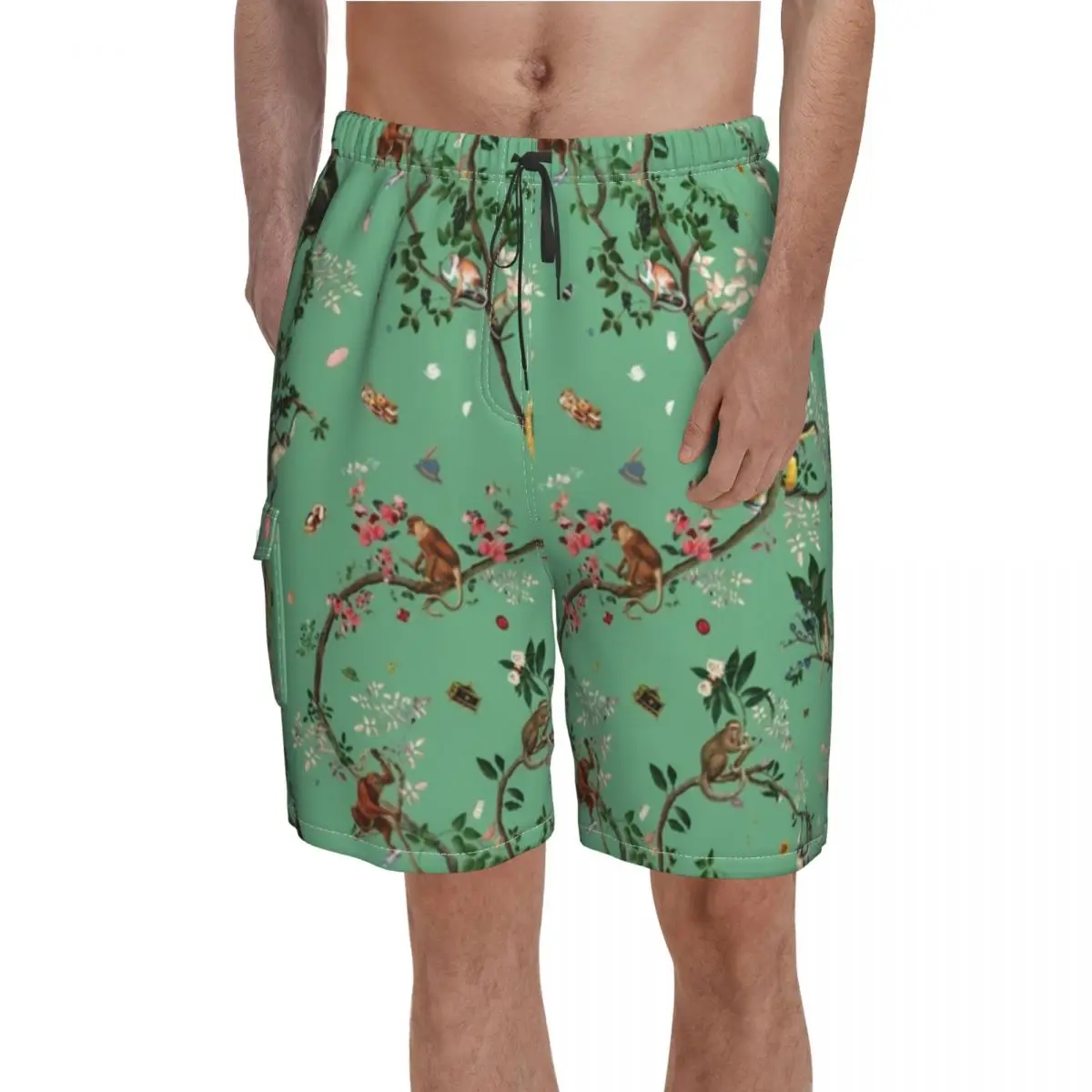 

Tropical Board Shorts Hot Animal Floral Print Customs Beach Short Pants Male Elastic Waist Pattern Swim Trunks Big Size