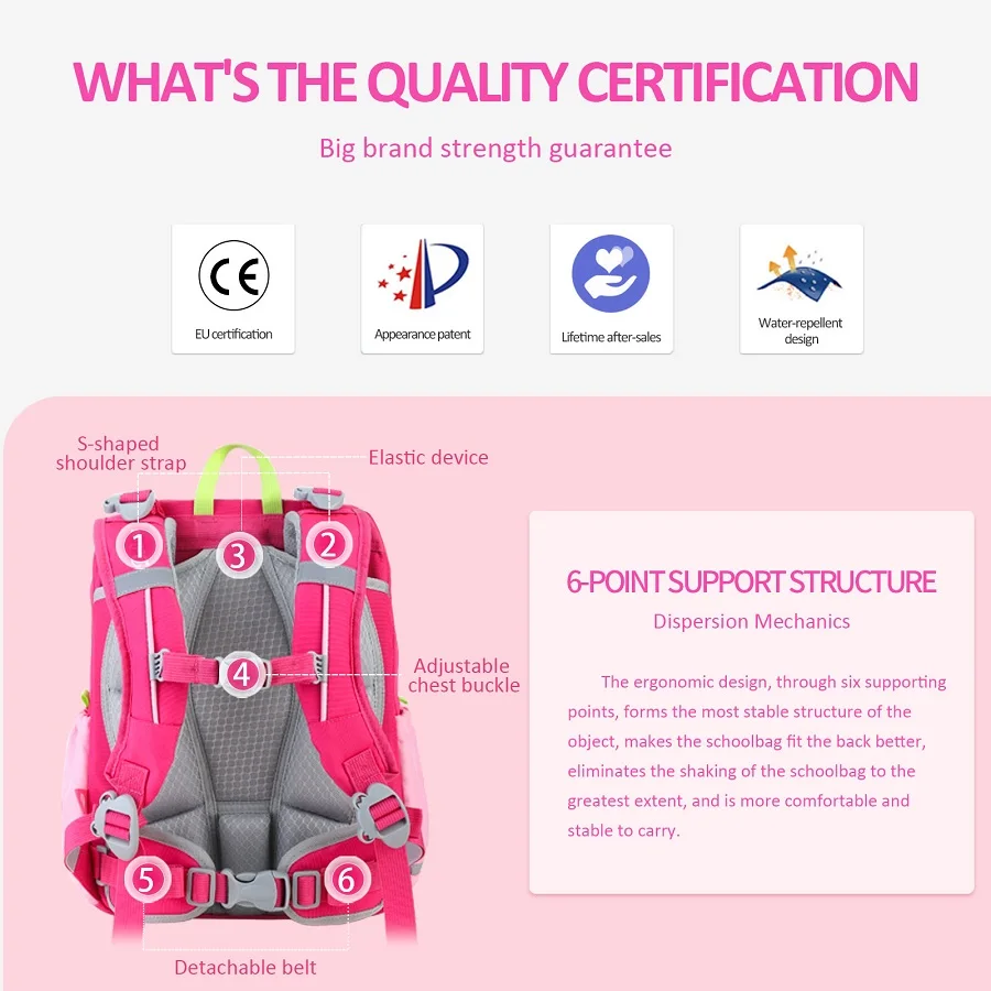 Kids Orthopedic Schoolbag Backpacks Satchel Girls 1-5 Grade Cartoon Space Cat School Bags for Children Gifts Knapsack