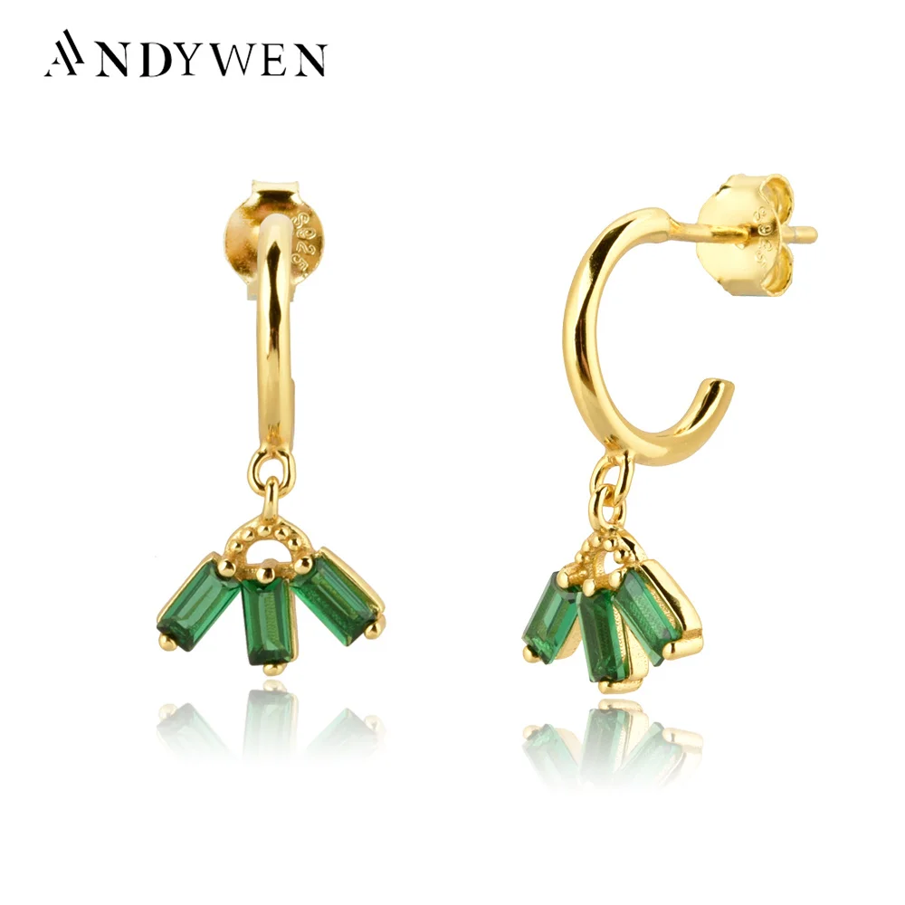 ANDYWEN 925 пробы серебряные белые фиолетовые циркониевые серьги в форме дерева для