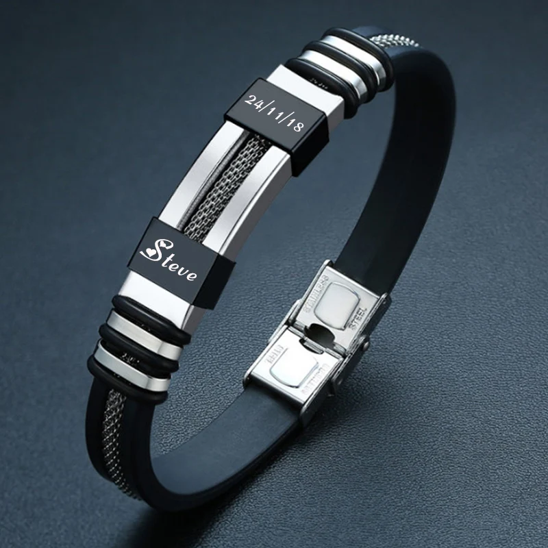 Браслеты из нержавеющей стали с именем персонализированные мужские плетеные