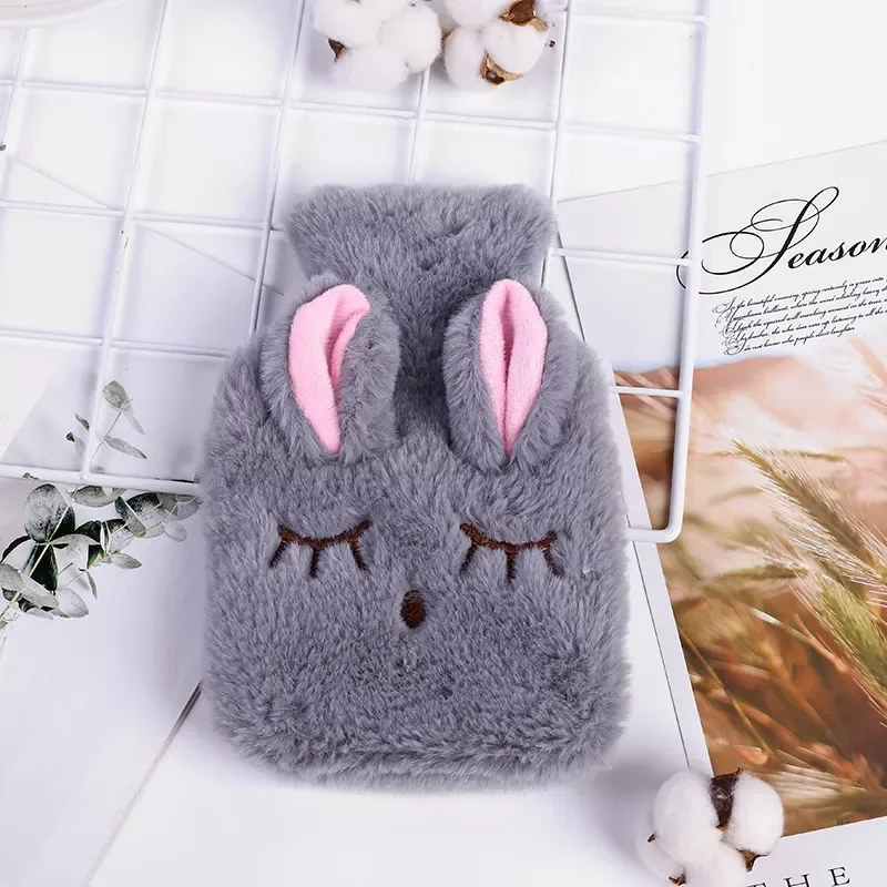 

Rabbit Stress Pain Relief Therapy Hand Warmer Hot Water Bottle Bag with Knitted Soft Cover Winter Warm Heat Reusable