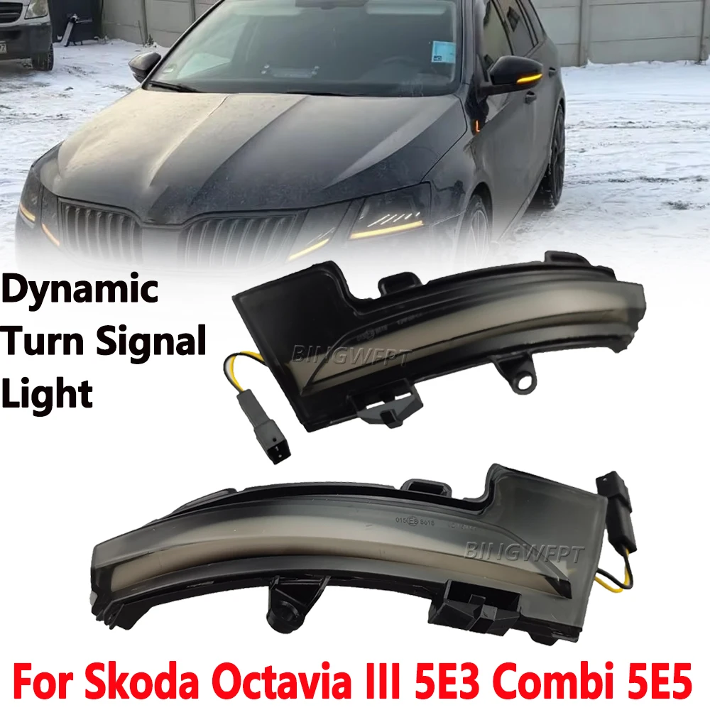 Фото Для Skoda Octavia III 5E3 Combi 5E5 2012-2018: высококачественный светодиодный динамический указатель поворота в боковом зеркале заднего вида. №1