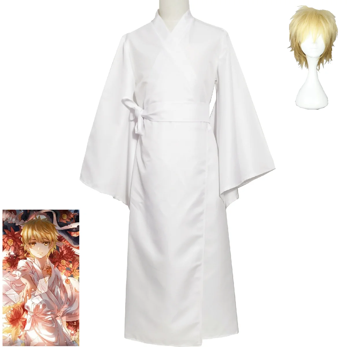 

Anime Noragami Aragoto Yukine Cosplay Costume Aldult Unisex Exquisite White Kimono Belt Wig Halloween Bathrobe Uniform Suit
