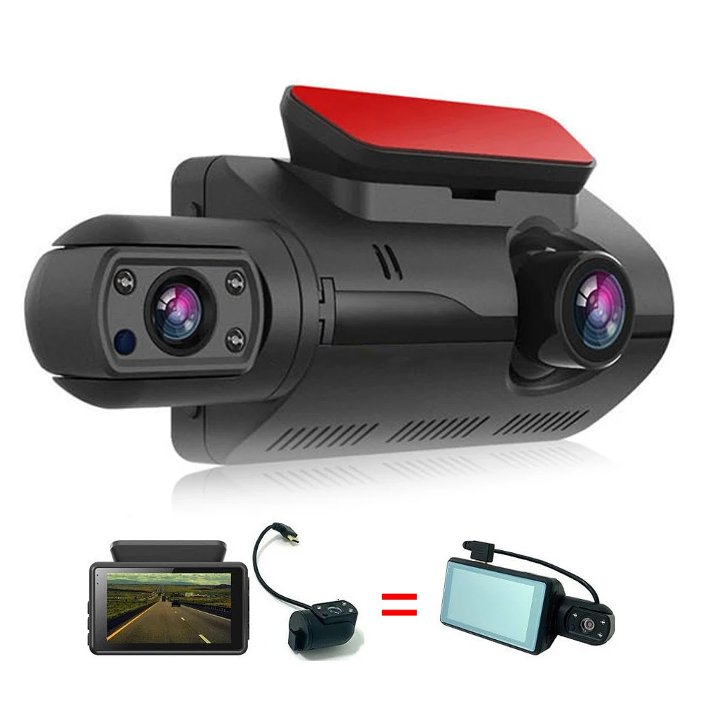1080P Car Driving Recorder Front and Rear Dual Lens Camera Wide Angel DVR Car Parking Reversing Driving Night Vision DashCam