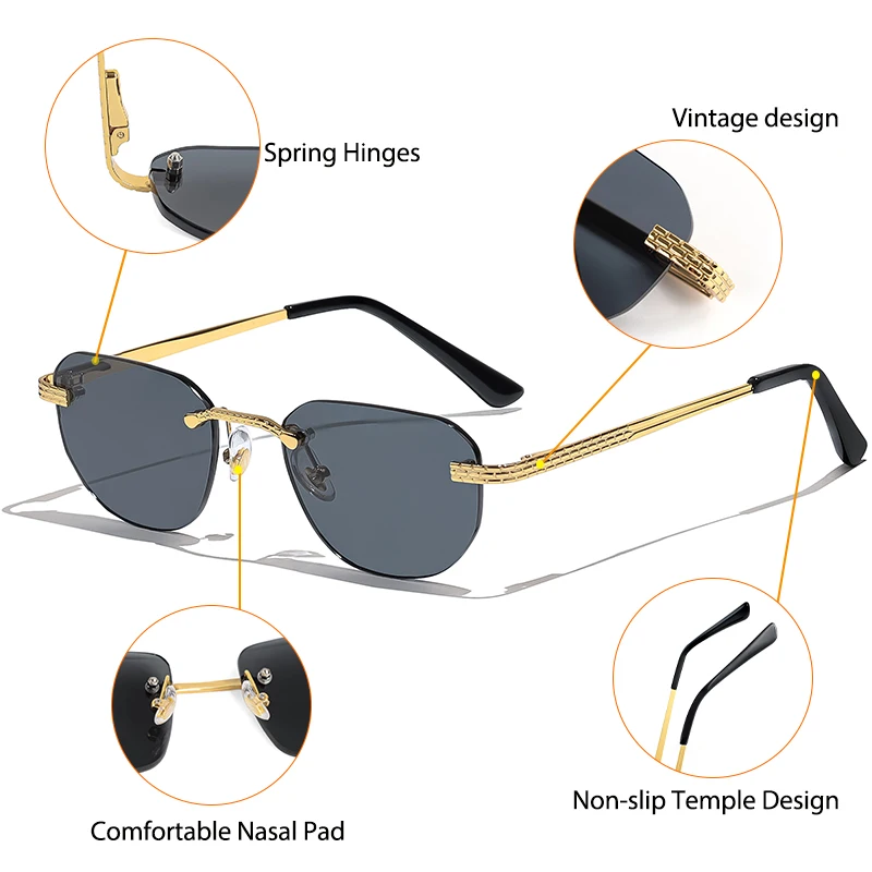 CATERSIDE новые ретро солнцезащитные очки без оправы мужские пилотные мельхиевая