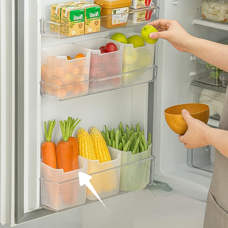 

Refrigerator Side Door Storage Box Long Strip Food Classification Fresh Box Home Kitchen Finishing PP Storage Box