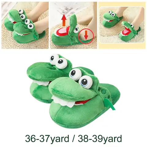 Домашняя обувь с героями мультфильмов на плюшевой противотуманной обуви, теплая для мужчин и девочек, пол