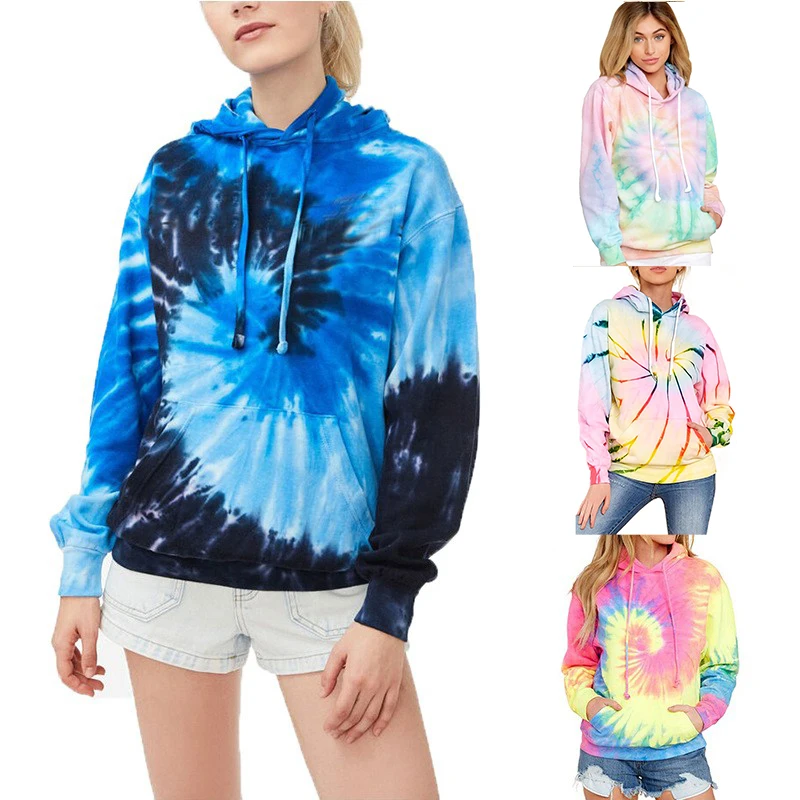 

Tie Dye graphic Colorful Print Girl's hoodie Spring outfit coats kawaii sweatshirts woman Long Sleeve Pullover women's top y2k