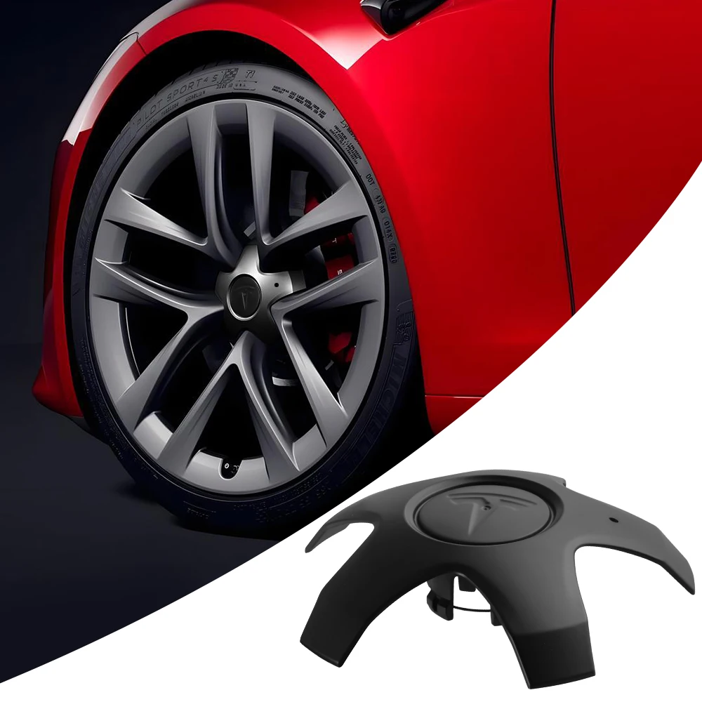 Фото Колпаки на колеса Tesla Model X 2016-2021, 20 дюймов, с Т-образным логотипом, центральные заглушки, декоративные аксессуары, номер детали 1420238-00-A №2