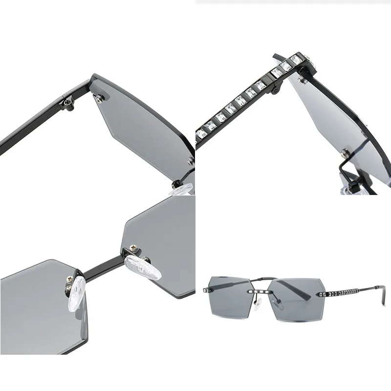 Модные солнцезащитные очки без оправы с градиентом поляризационные брендовые дизайнерские солнцезащитные очки с защитой от ультрафиолета...