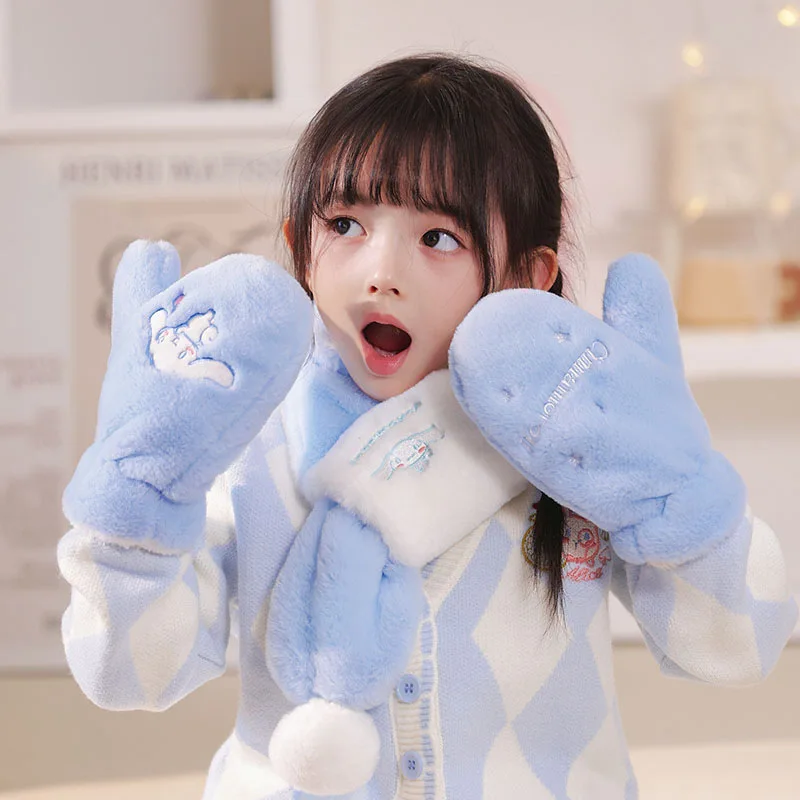 

Утолщенные плюшевые перчатки для родителей и детей Sanrios аниме Kuromi My Melody Cinnamoroll милые подарки для девочек для студентов и взрослых