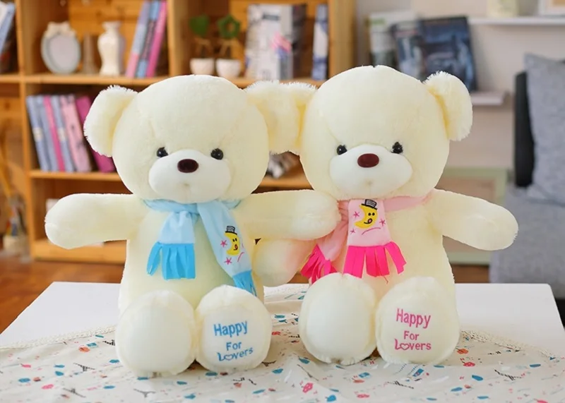 

Lovely Teddy Bear Plush Toy Scarf Bear "Happy for Lovers" About 30cm Soft Doll Kids Toy Birthday Gift b2021