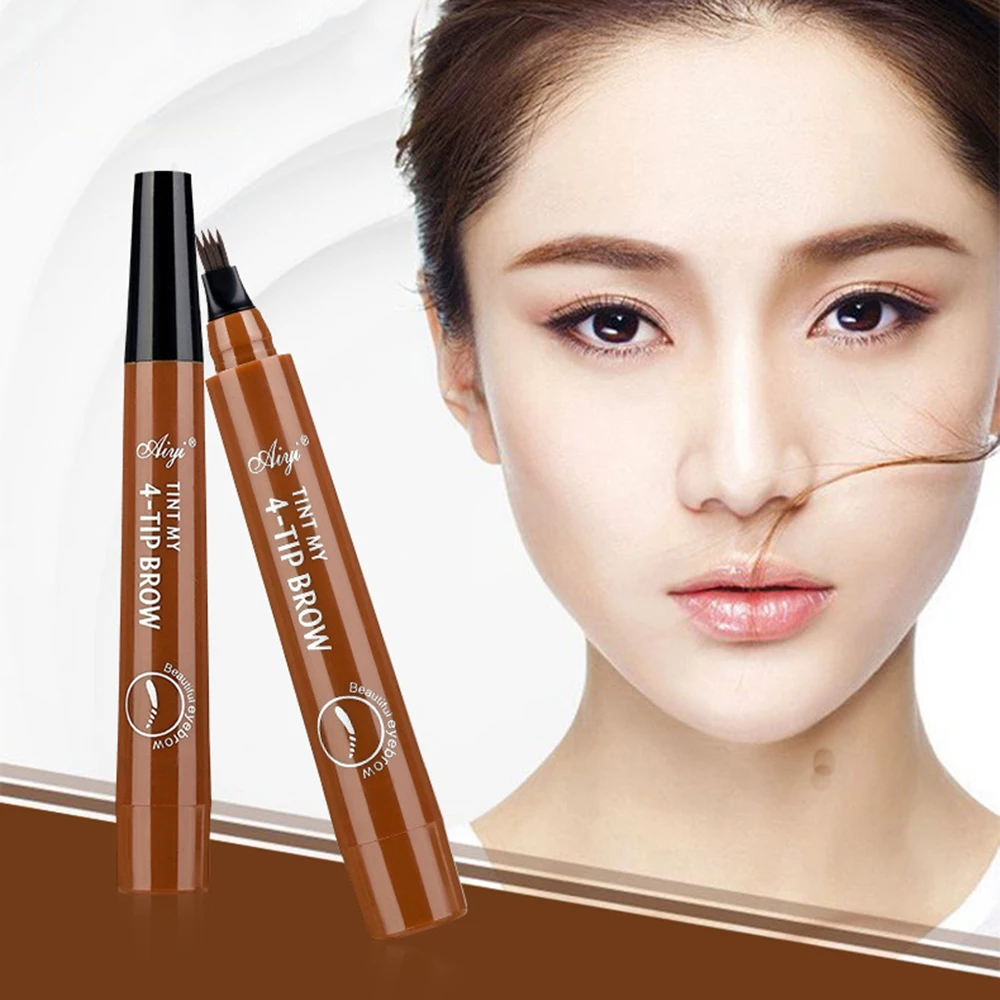 

Eyebrow Tattoo Pen 5 Colors Waterproof Four-Fork Eyebrow Pen Long Lasting Liquid Brow Pencil Natural Microblade Eyebrow Pencil