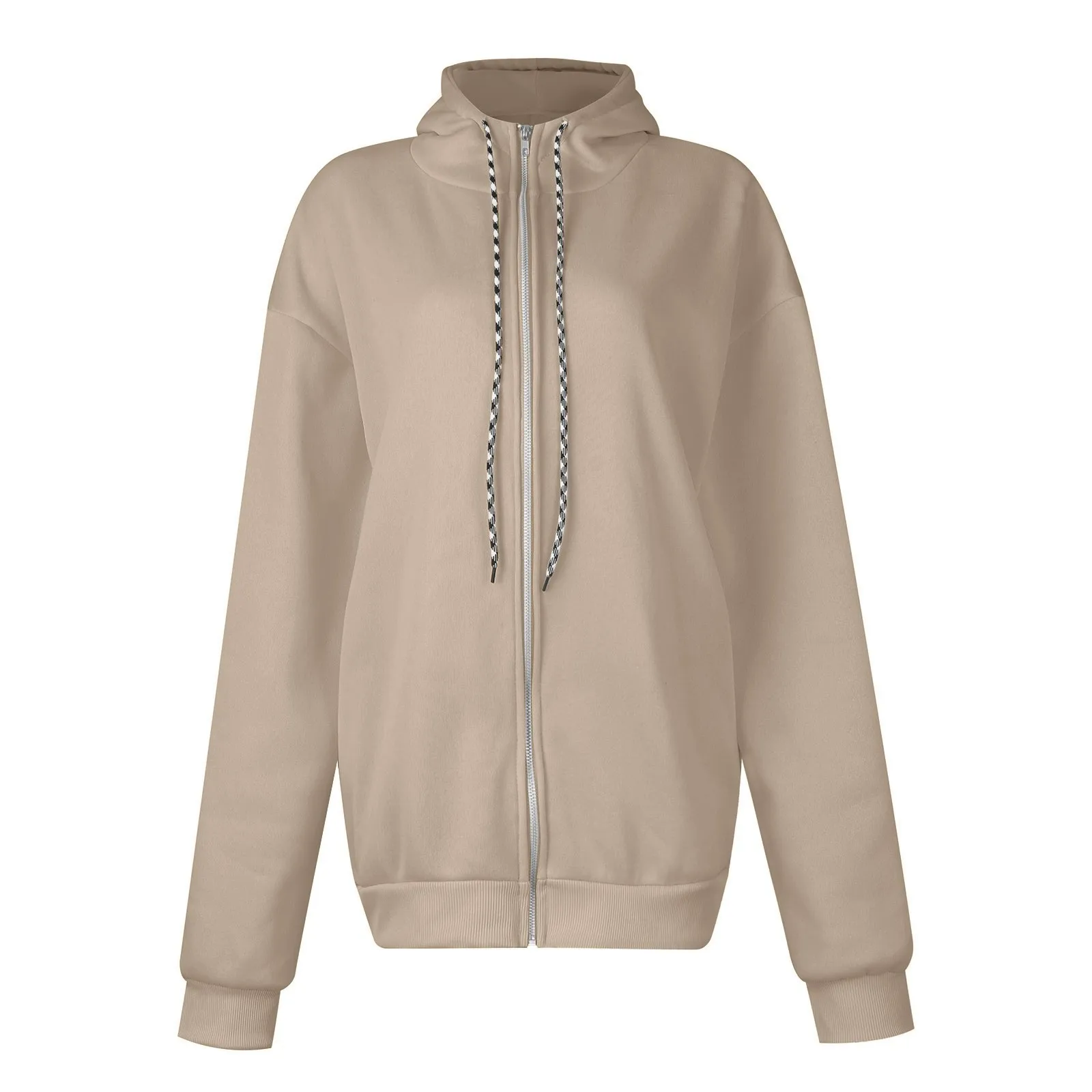 

New Women'S Zipper Hoodie Solid Short Drawstring Sweatshirt Cute Girls Casual Jacket Pure Hoodies Autumn Hooded Sweatshirt Women