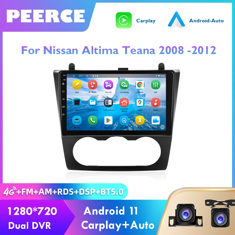 

Автомагнитола PEERCE, 2 Din, Android 11, GPS, 4G, Wi-Fi, DSP, Carplay, для Nissan Teana Altima 2008-2012