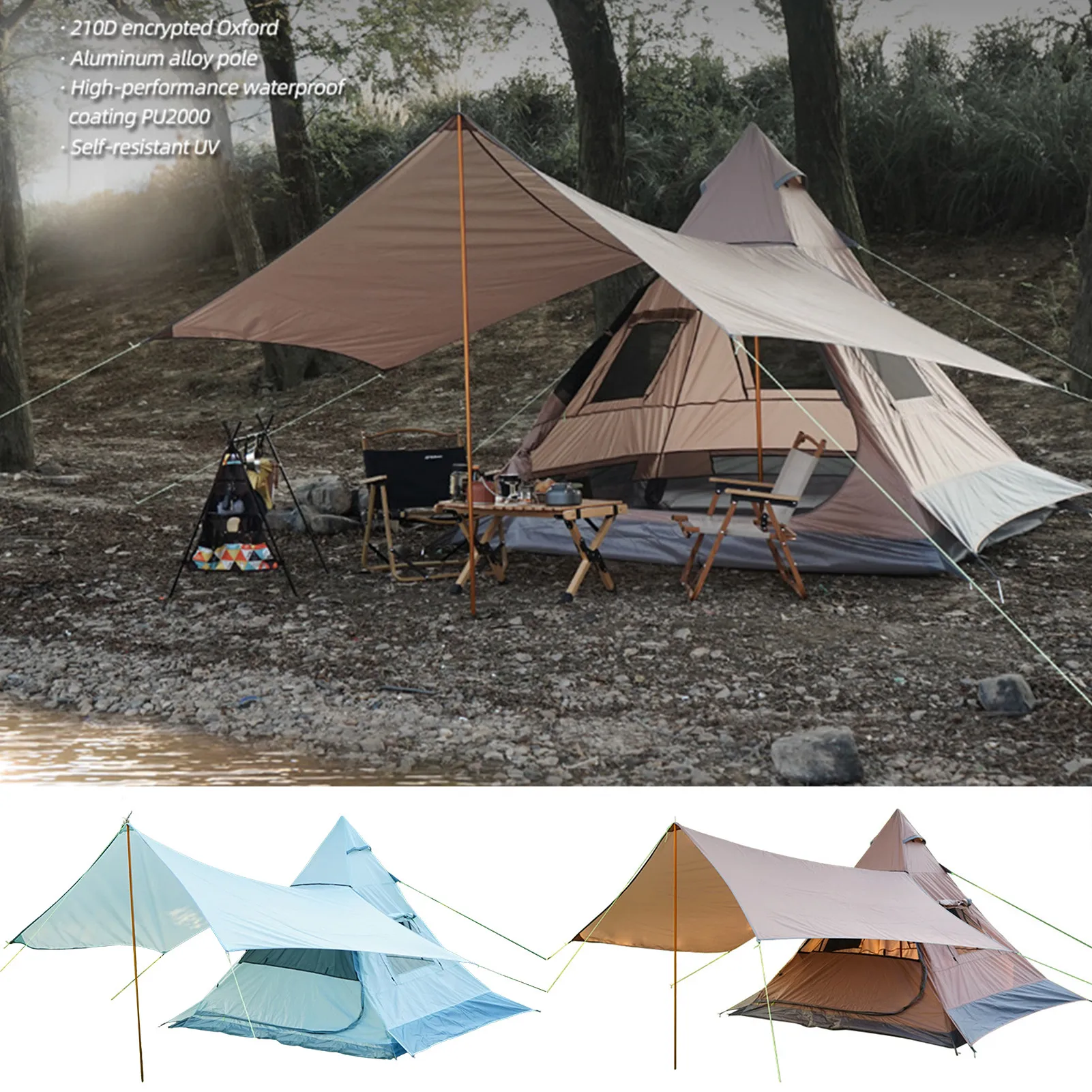 

Camping Tents 4 People Easy Setup Portable Outdoor Compact Large Tent For Family Waterproof Backpacking Hiking Stand Up Cabin