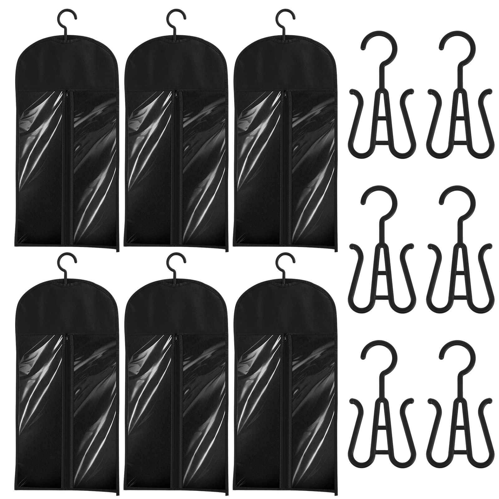 

Набор из 6/12 черных пакетов для хранения париков