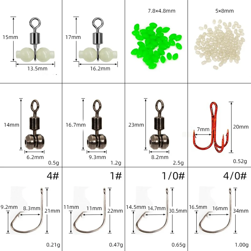 

303/289/226pcs Sea Fishing Accessories Terminal Tackle Kit Float Luminous Octopus Soft Bait Bead Hooks Swivel Jig-Hooks Tools