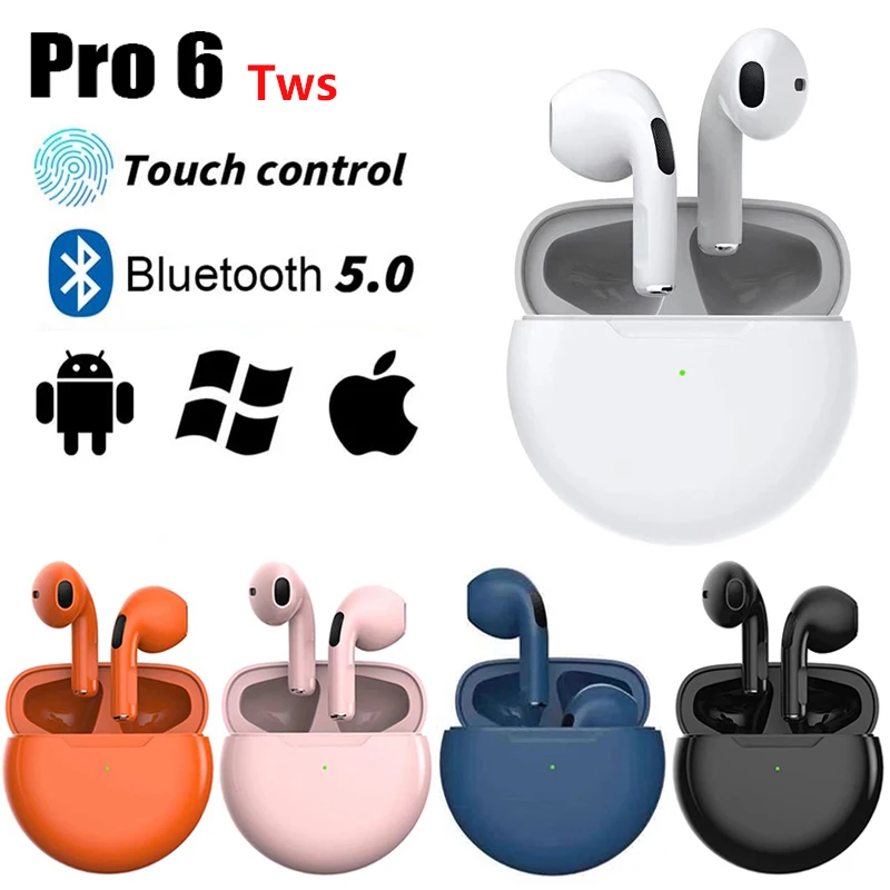 

Pro 6 TWS Earphone Bluetooth Headphones with Mic 9D Stereo Hifi Earbuds Wireless Bluetooth Headset for IOS Android PK pro4 Pro5