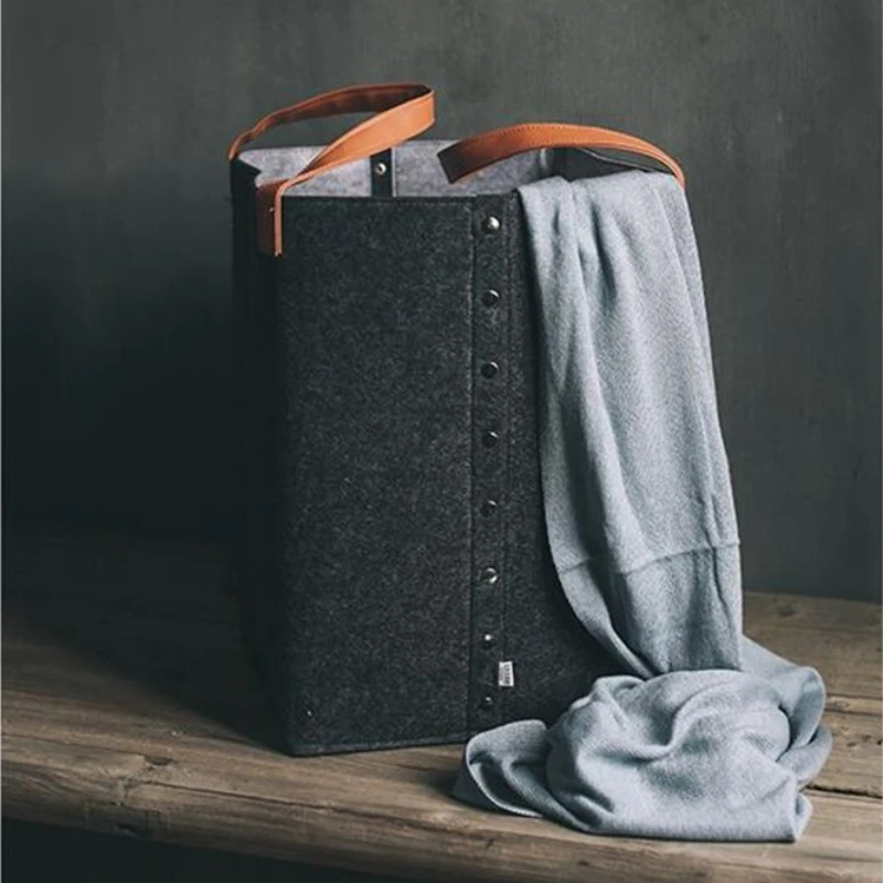 

Dirty Clothes Laundry Basket Handmade Nordic Foldable Felt Storage Basket Kids Toy Box Panier Rangement Home Accessories