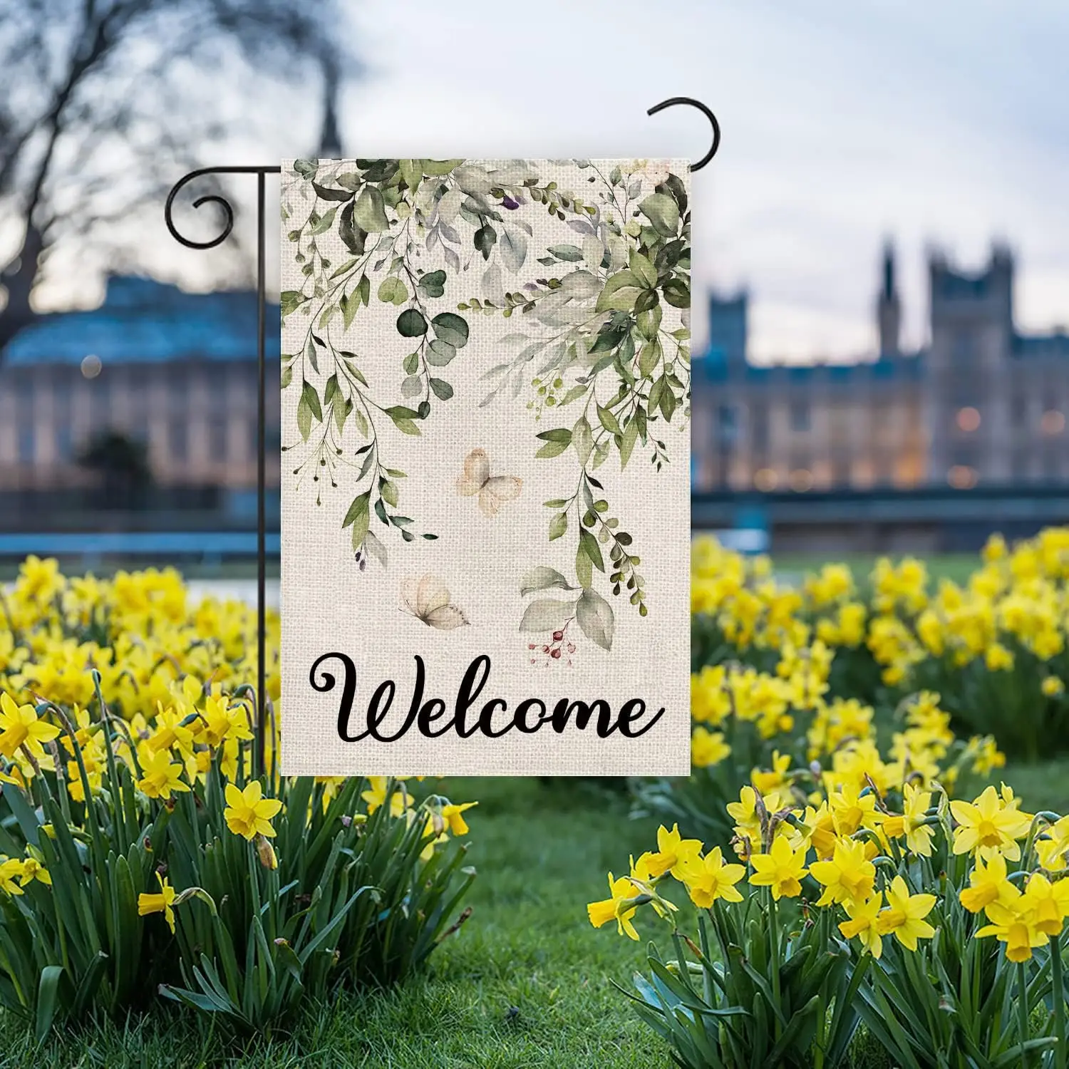 Texupday Добро пожаловать зеленые растения цветочные украшения двухсторонняя