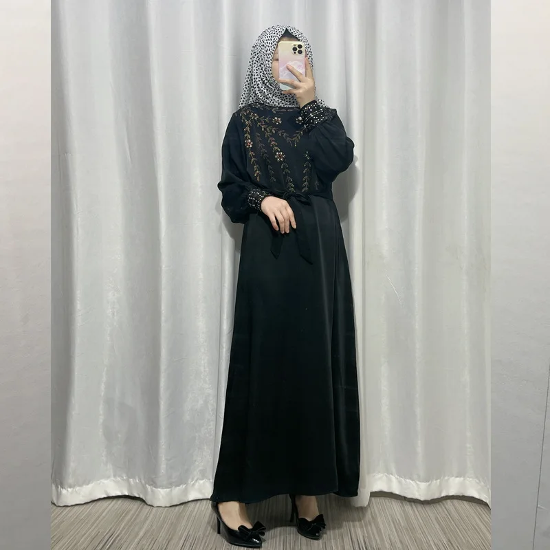 Morocco Eid Muslim Women 2023 New Diamonds Dress Abaya Party Dresses Dubai Arab Turkey Ramadan  جلابيه نسائية   long dress