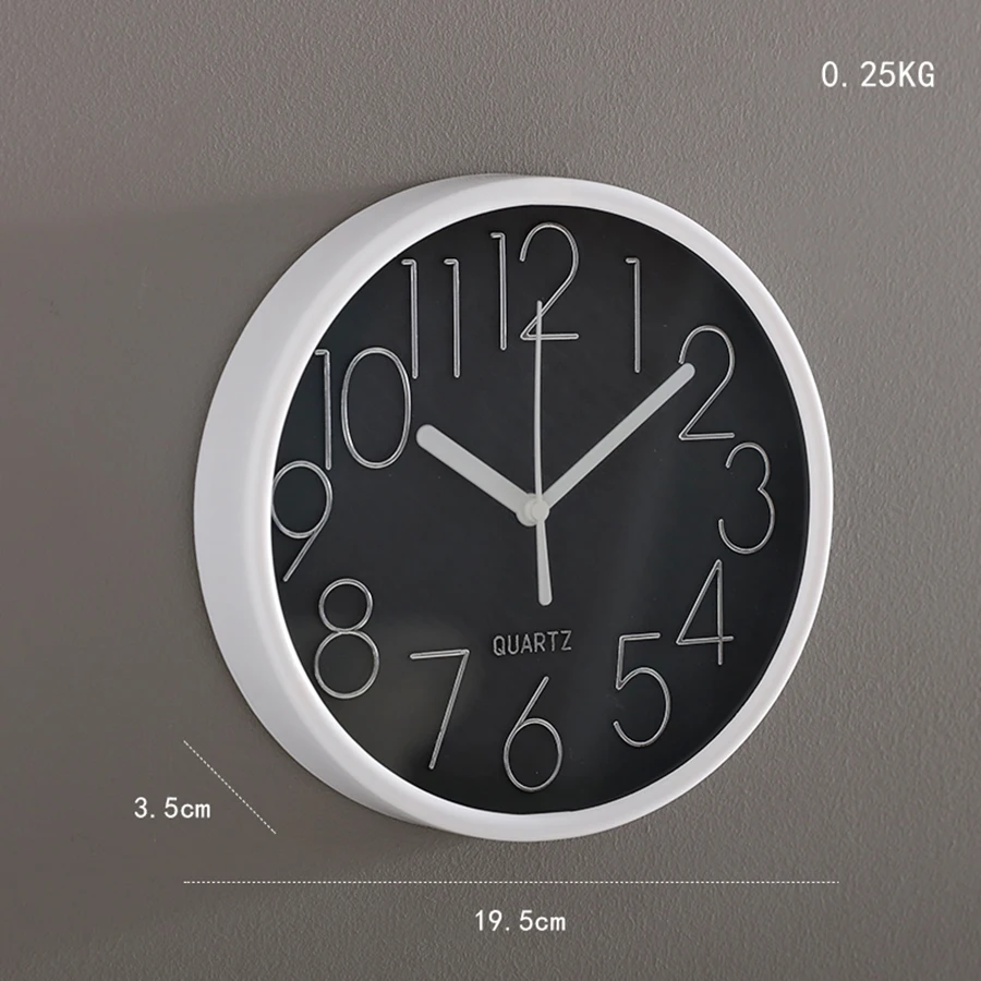 Кварцевые часы настенные диаметром 8 дюймов, пластиковый античный дизайнерский декор для дома в гостиную, спальню, бесшумные часы с современным художественным дизайном.