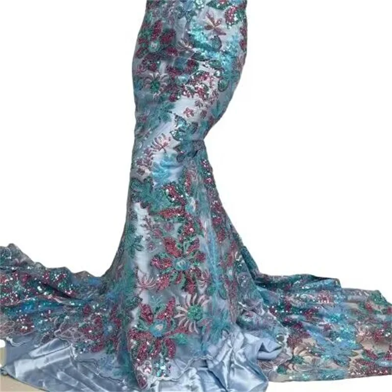 Многоцветная африканская кружевная ткань 2023 Высококачественная французская