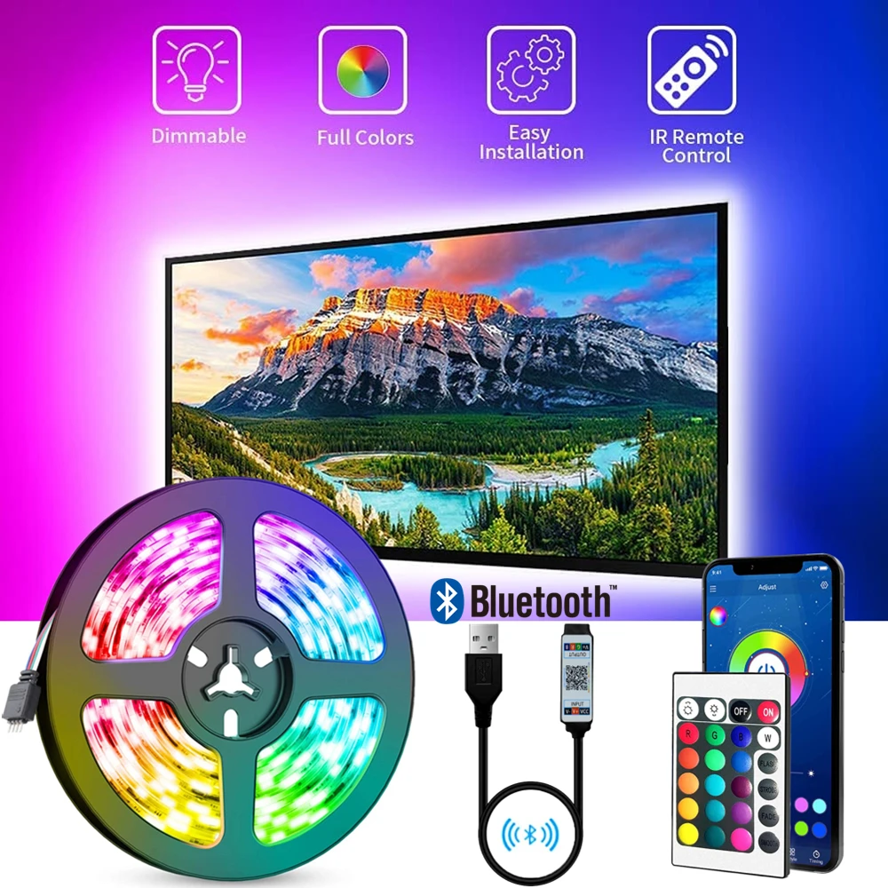 Светодиодные ленсветильник s RGB 5050 гибкая лента лампа для Рождественского
