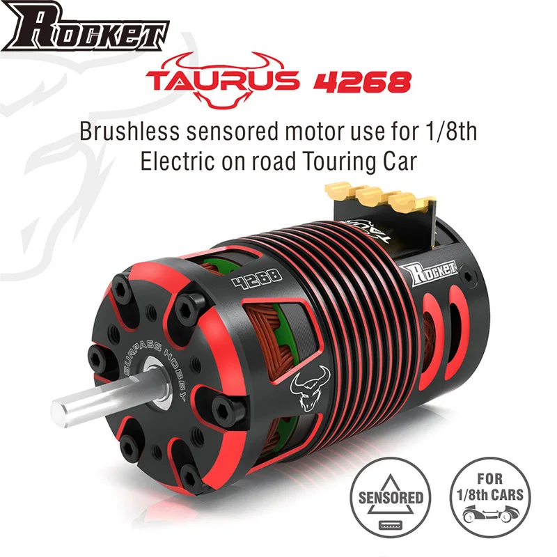 Бесщеточный двигатель Rocket 4268, 1/8 кв, КВ, сенсорный для радиоуправляемого автомобиля, ARRMA, тяга KM HPI