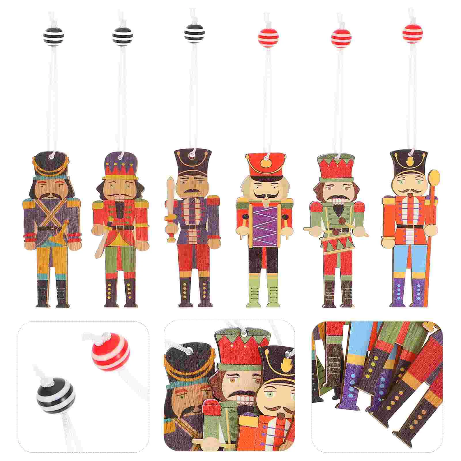 

Christmas Nutcracker Wooden Pendantsoldiers Figures Festival Hanging Slices Soldier Colored Decorative Decortree Decoration