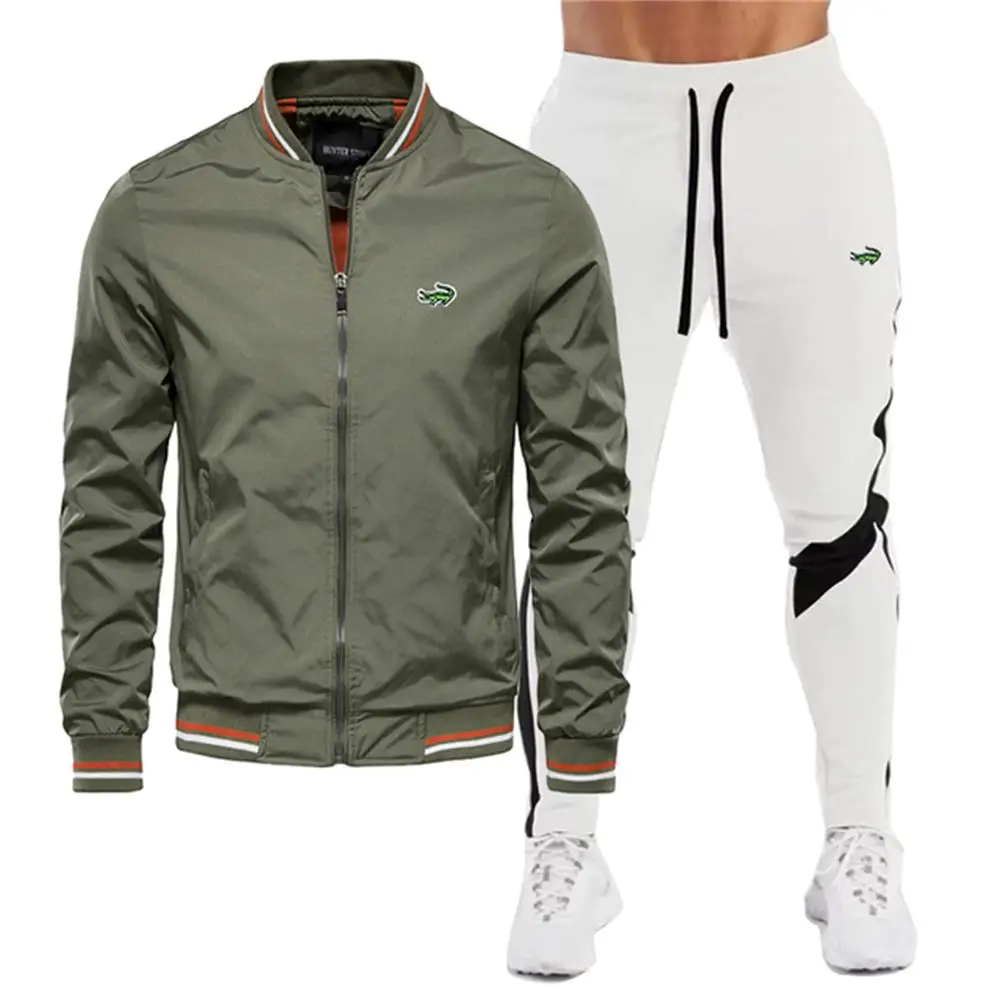 Mens New Casual Sports Baseball Jersey Colored Jacket+Pants Set s-3xl