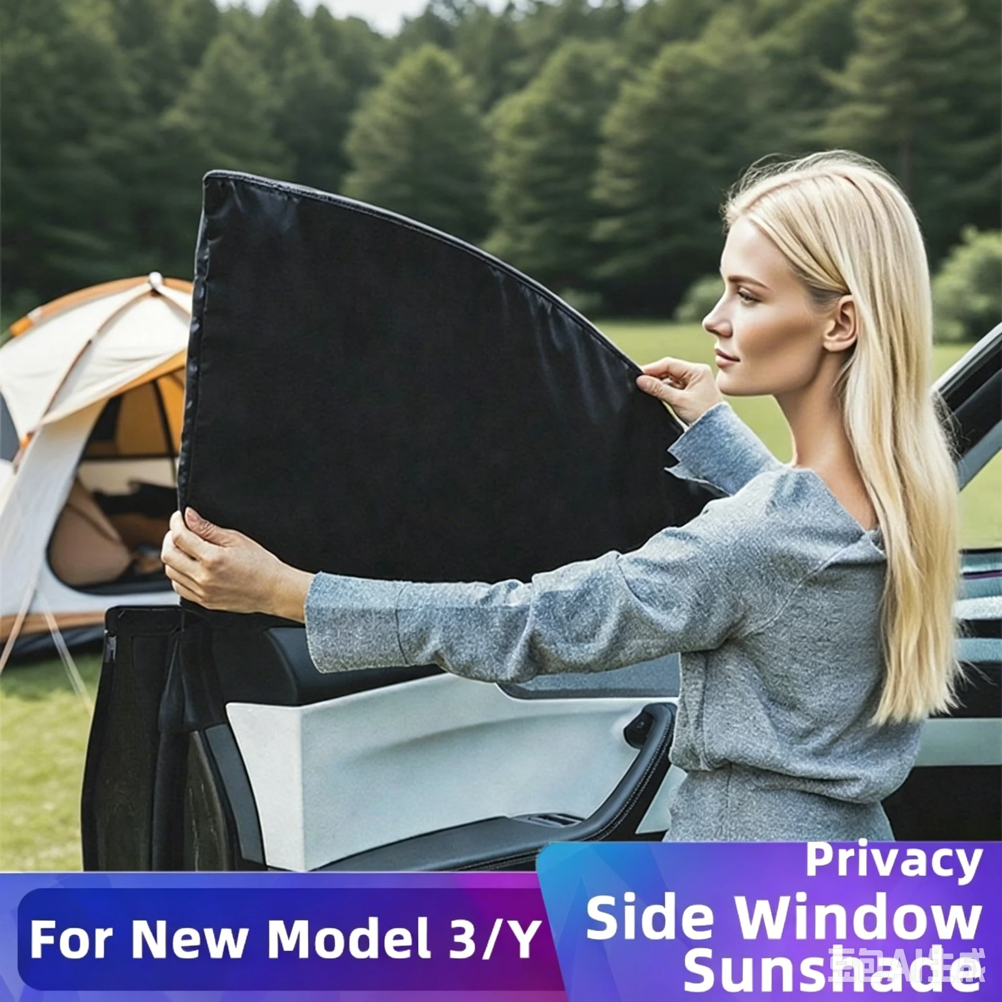 Фото Солнцезащитные шторки для боковых окон Tesla Model Y Juniper и Model 3 Highland, 4 шт., для кемпинга и отдыха в полдень №1