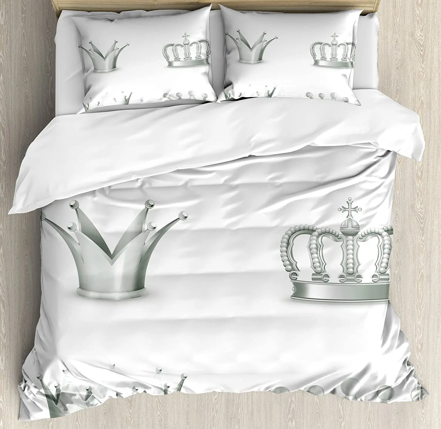 

Grey Bedding Set For Bedroom Bed Home Different Kinds of Antique Crowns Queen King Imperi Duvet Cover Quilt Cover And Pillowcase