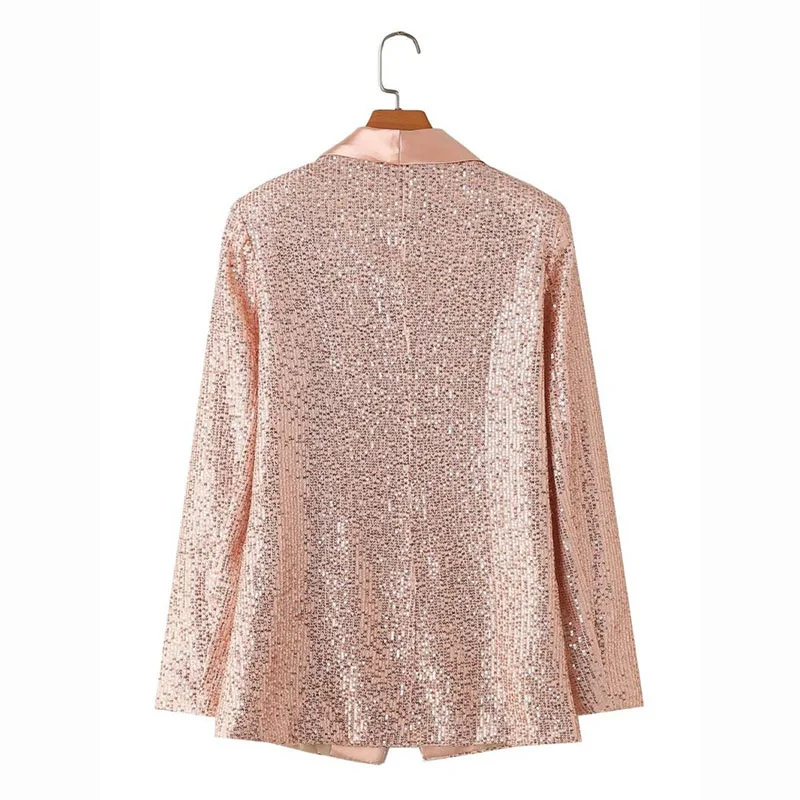 Женский пиджак с блестками розовый серебристый черный длинным рукавом и