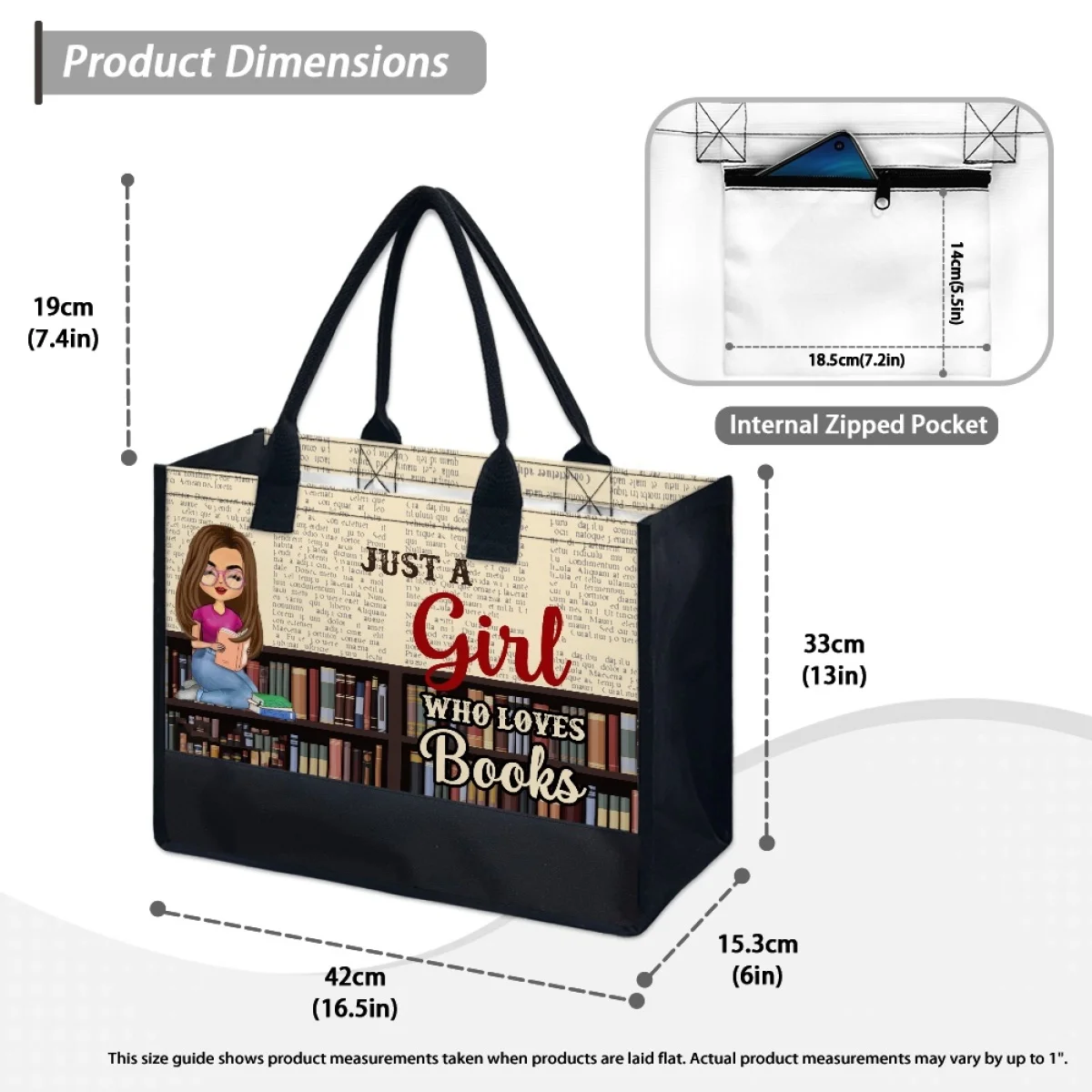 Just A Girl Who Loves Books Design Large Capacity Women Tote Bags Casual Fashion Shoulder Bags for Girls Handbag Teacher's Gift