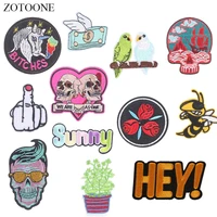 zotoone skull unicorn patches letter diy stickers iron on clothes heat transfer applique embroidered applications cloth fabric g