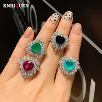 2022 new 1212mm heart shaped sapphire ruby paraiba tourmaline ring womens ring gemstone wedding bands fine jewelry accessories