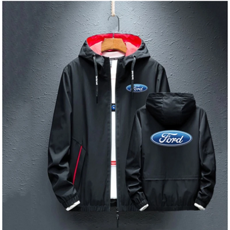 Новинка 2022, демисезонная Водонепроницаемая толстовка с логотипом Ford, модная ветровка с капюшоном, мужские повседневные куртки на молнии