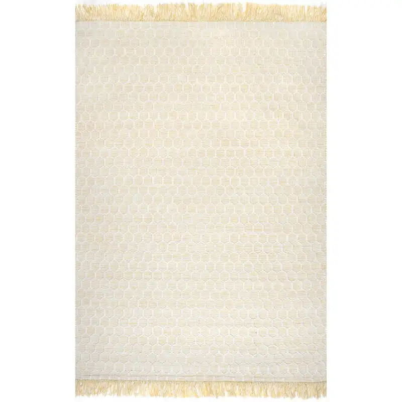 

Honeycomb Wool Fringe Rug