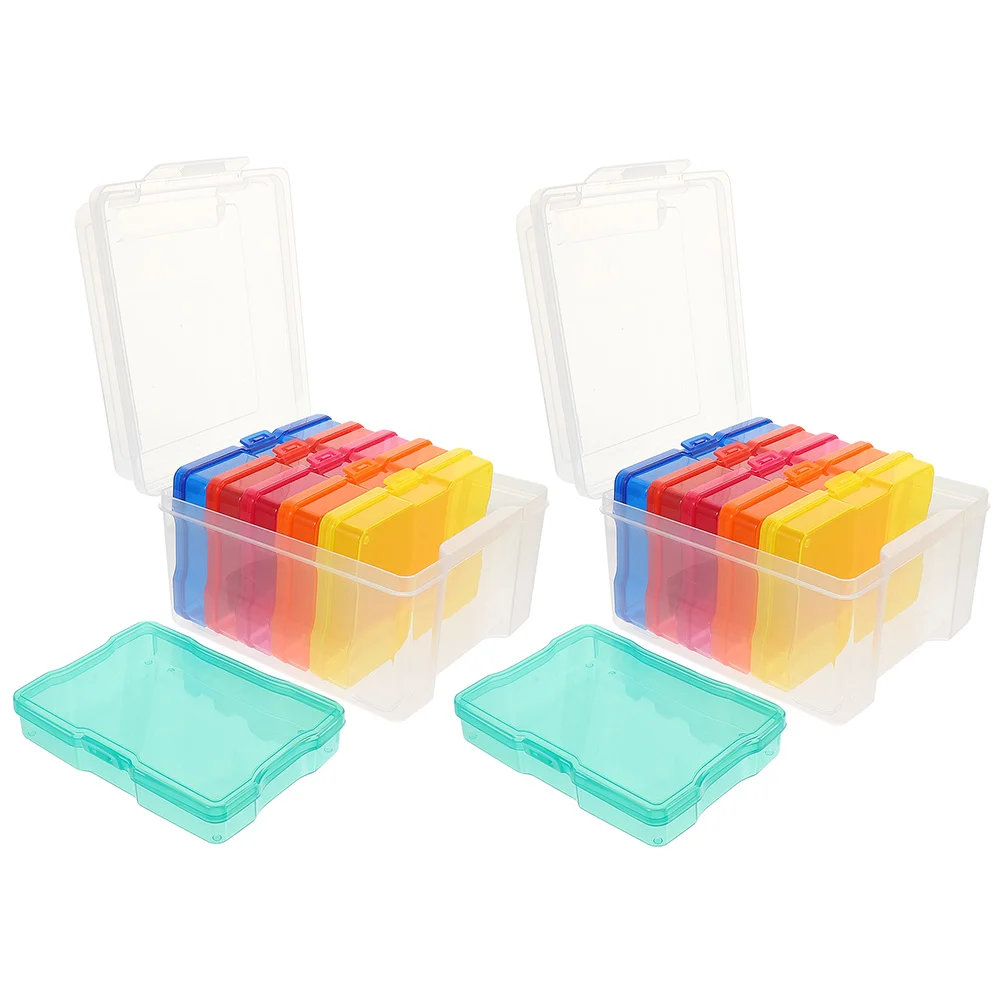 

2 Sets Coloured Card Storage Box Multi-functional Photo Container Household Case Greeting Organizer Plastic Postcards