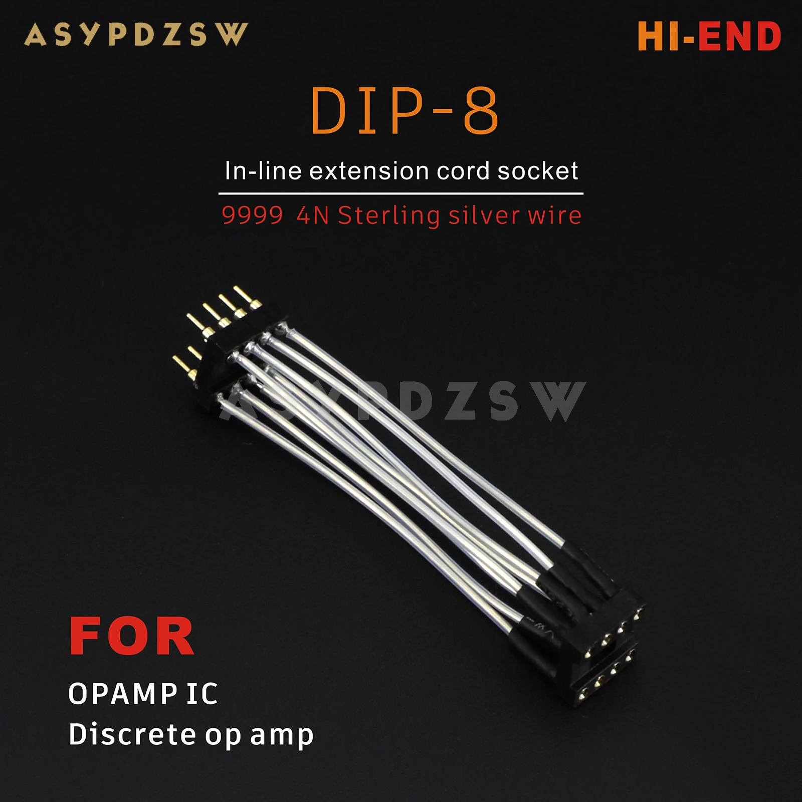 

HI-END 9999 4N Sterling silver wire DIP-8 PIN In-line extension cord socket For OPAMP IC Discrete op amp