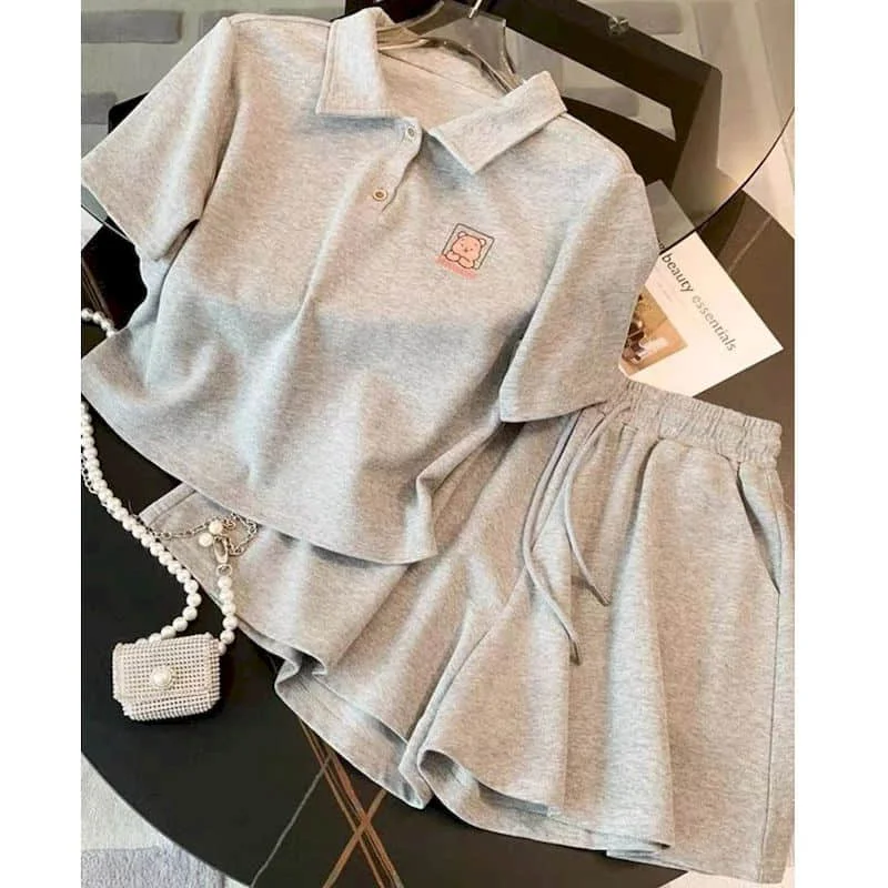 

Sporty Casual Pants Sets Shorts Sets Polo Neck Tops Two Piece Sets Women Outfits Summer Sportswear Suits New In Matching Sets