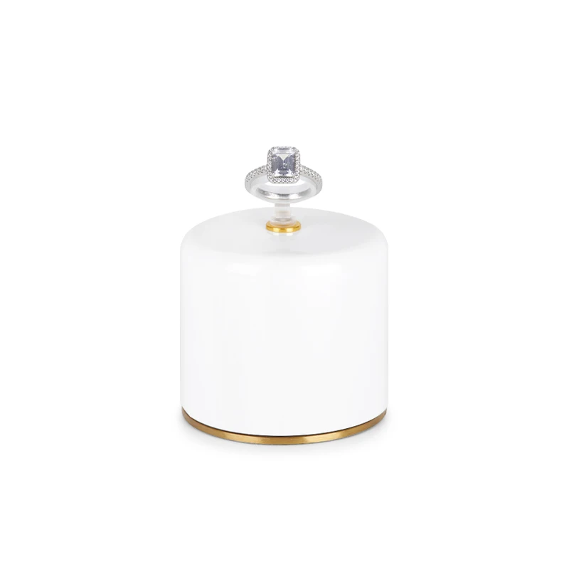 Jewelry Display Stand Ring Display Stand Cylindrical Metal Ring Ring Ring Counter Display Base White