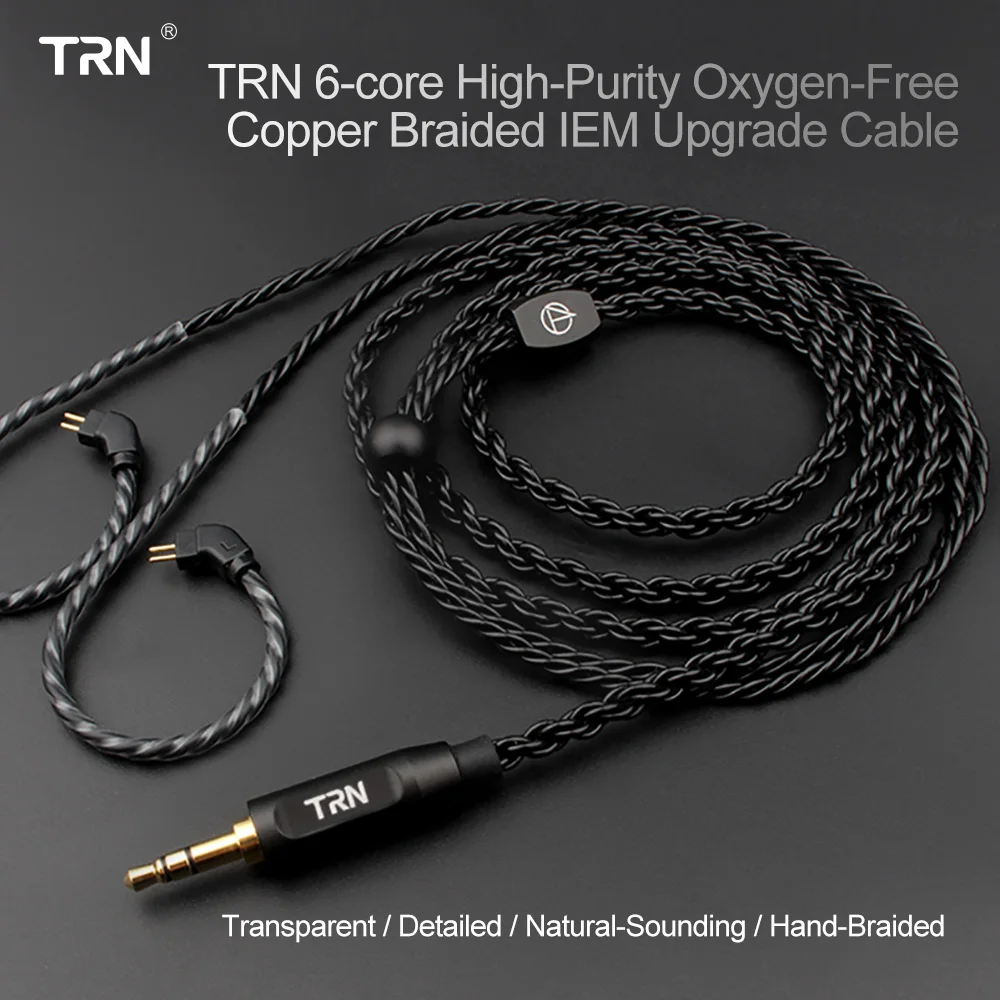 

TRN A3 New 6 Core Upgraded Silver Plated Black Cable 3.5mm 0.75/0.78mm 2 Pin MMCX Earphone Upgrade Wire for TRN V30/V20/V80/V90