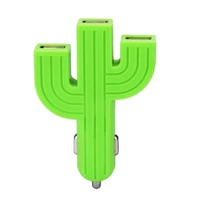 3 ports cactus usb car charger port mini for mobile phone ipad multi function cigarette lighter accessories quick charge