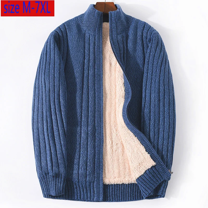 Plush New Arrival Fashion Large Thickened Sweater Jacket Loose Casual Computer Knitted Mandarin Collar Plus Size M-5XL 6XL 7XL
