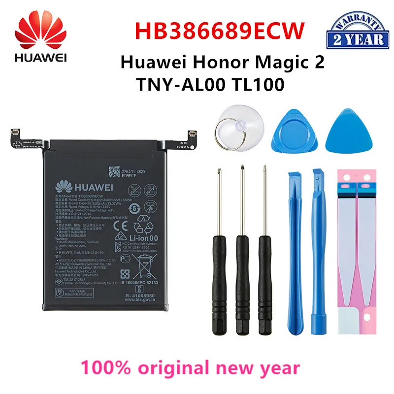 100% Orginal Huawei HB386689ECW 3500mAh Battery For HUAWEI Honor Magic 2 TNY-AL00 TL100 Mobile Phone Batteries+Tools