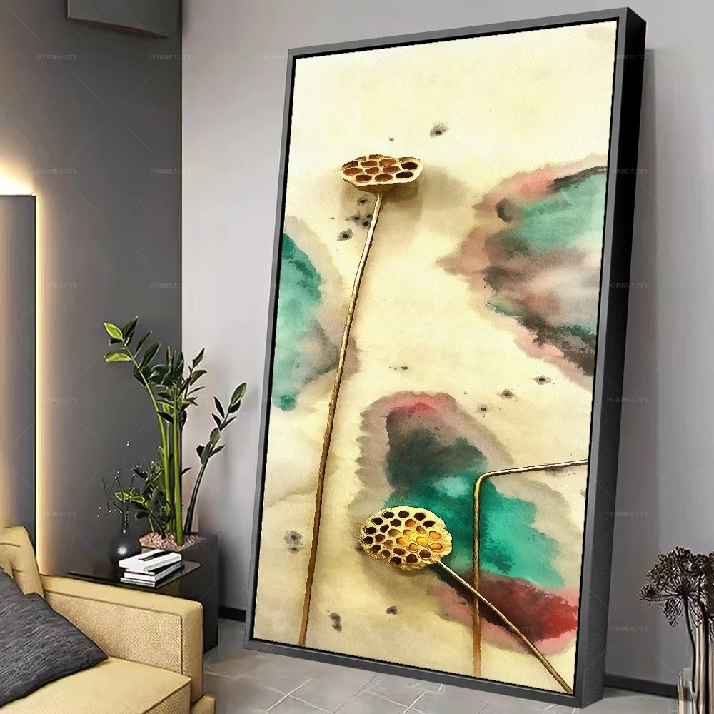 

Forbeauty Картина на холсте в рамке с изображением желтого цветка корня лотоса для домашнего декора