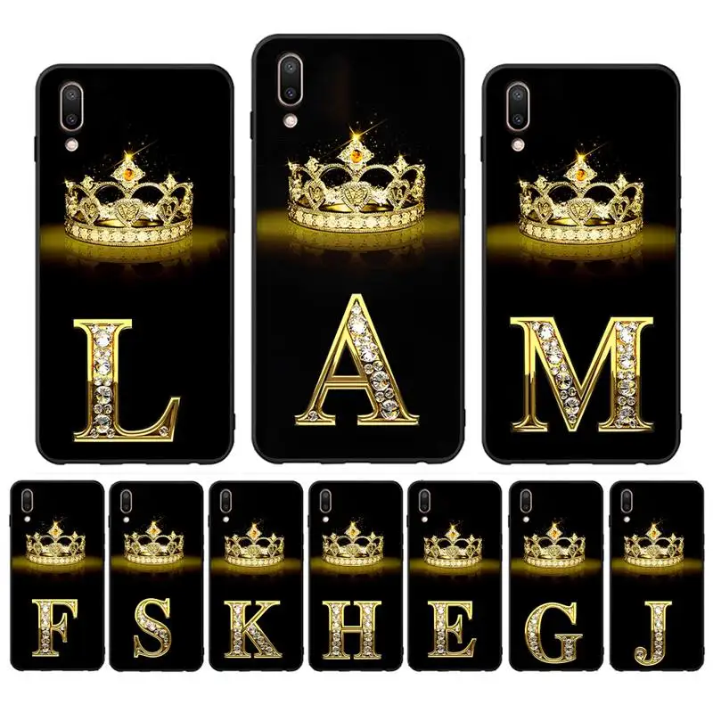 

Diamond Crown Letter Phone Case for Vivo Y91C Y11 17 19 17 67 81 Oppo A9 2020 Realme c3